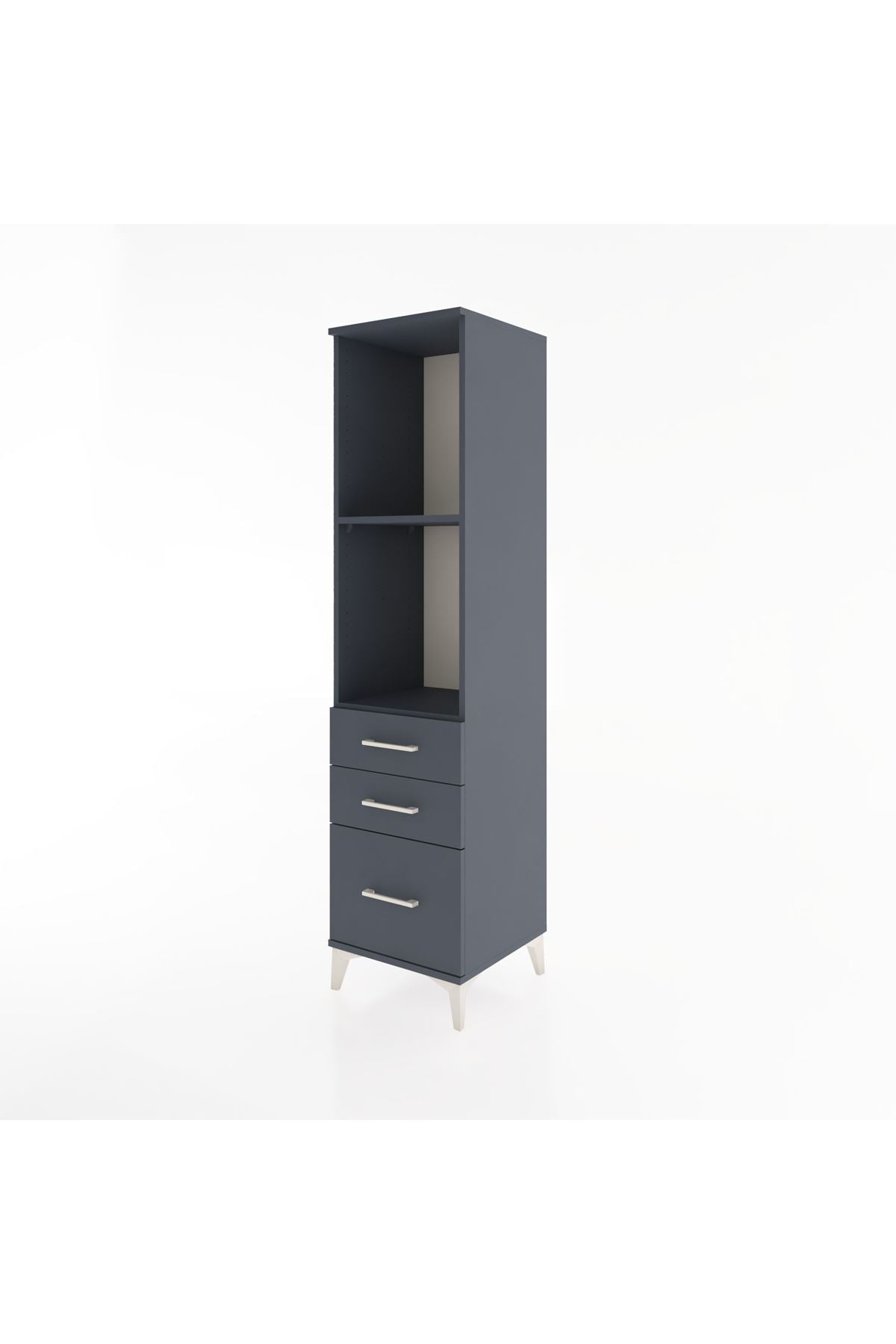 Hyperion Dolap 2 Raflı 3 Çekmeceli 44x44x182 Antrasit-Antrasit