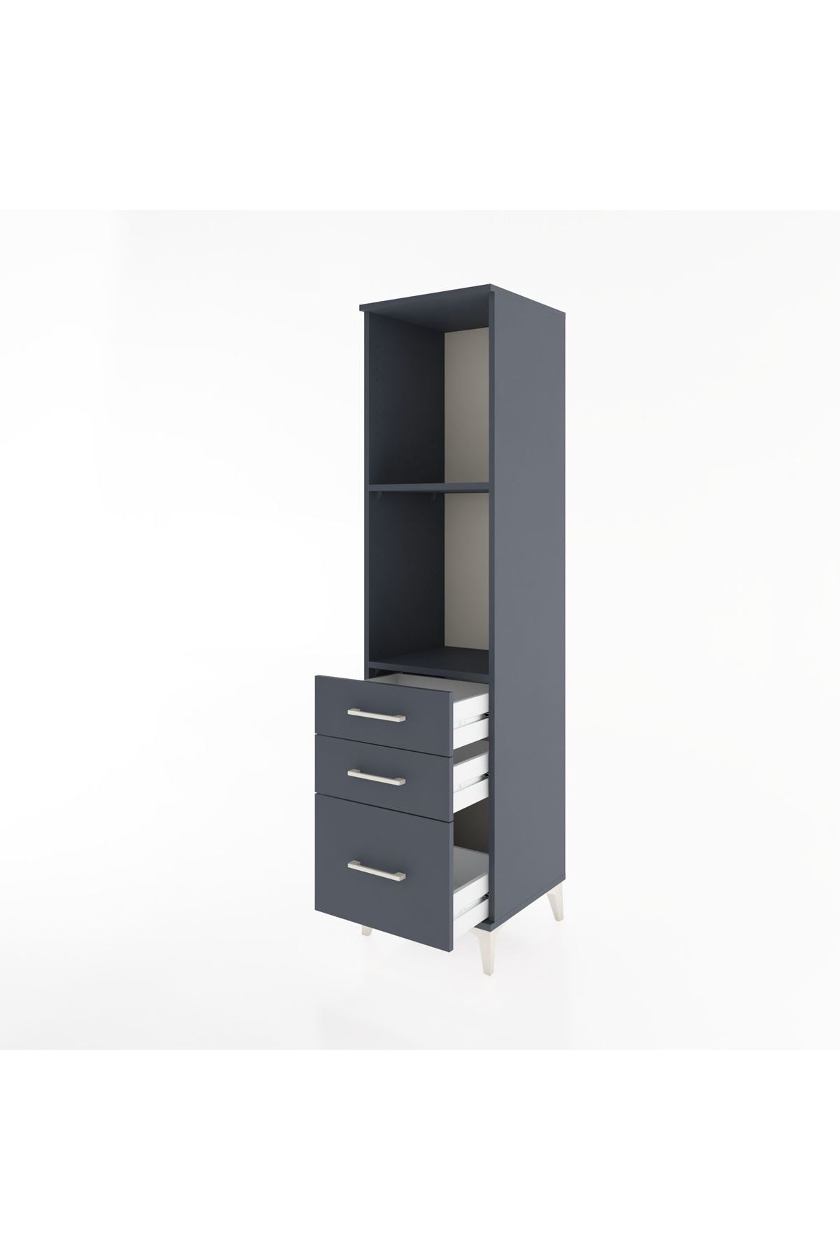 Hyperion Dolap 2 Raflı 3 Çekmeceli 44x44x182 Antrasit-Antrasit