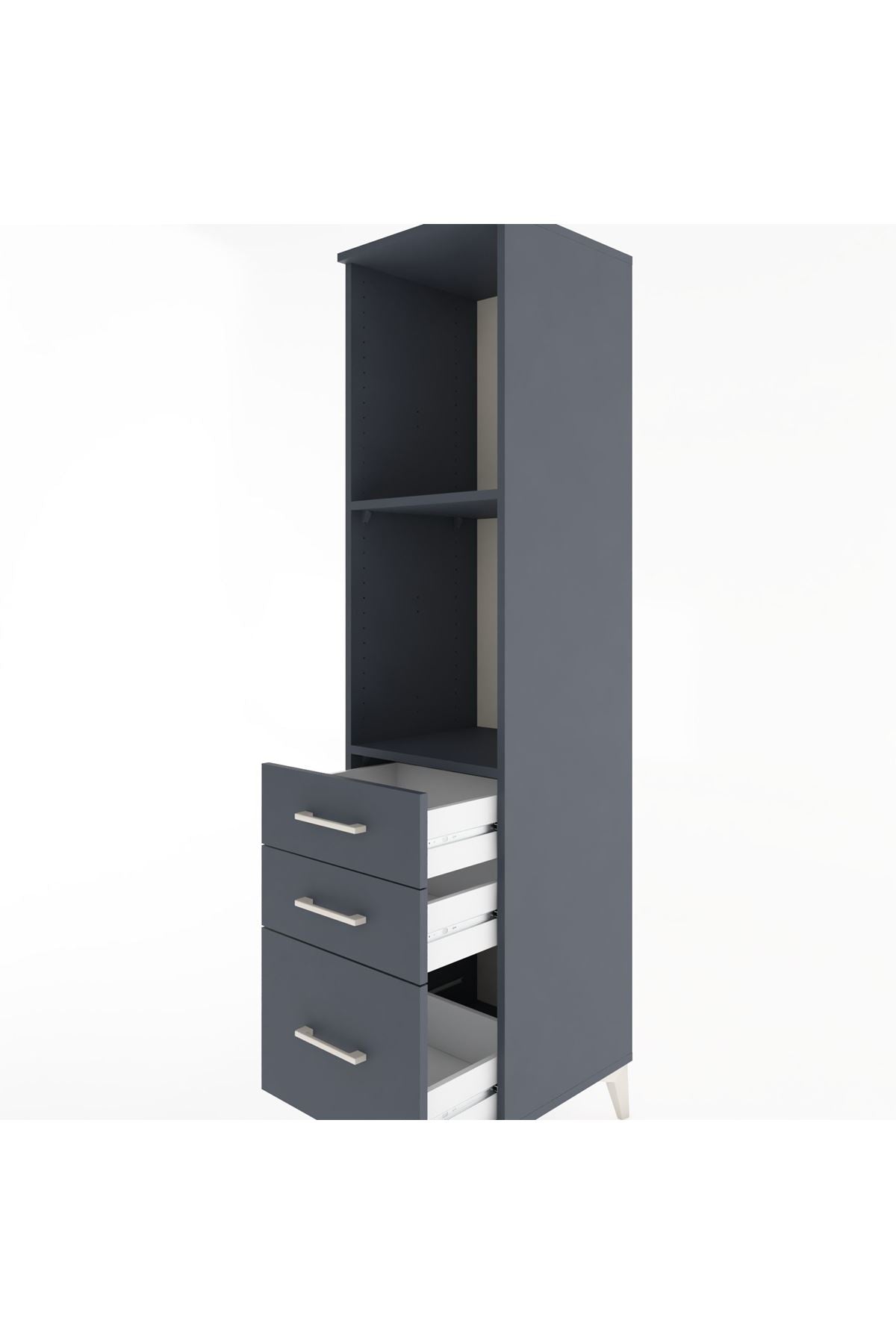 Hyperion Dolap 2 Raflı 3 Çekmeceli 44x44x182 Antrasit-Antrasit