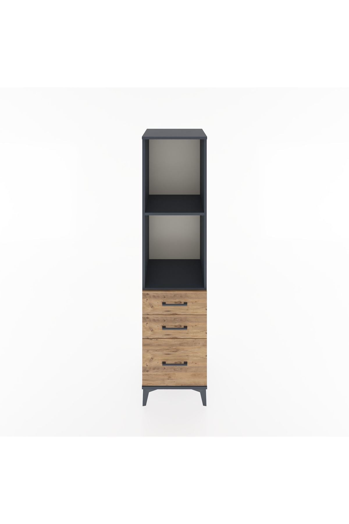 Hyperion Dolap 2 Raflı 3 Çekmeceli 44x44x182 Antrasit-Çam