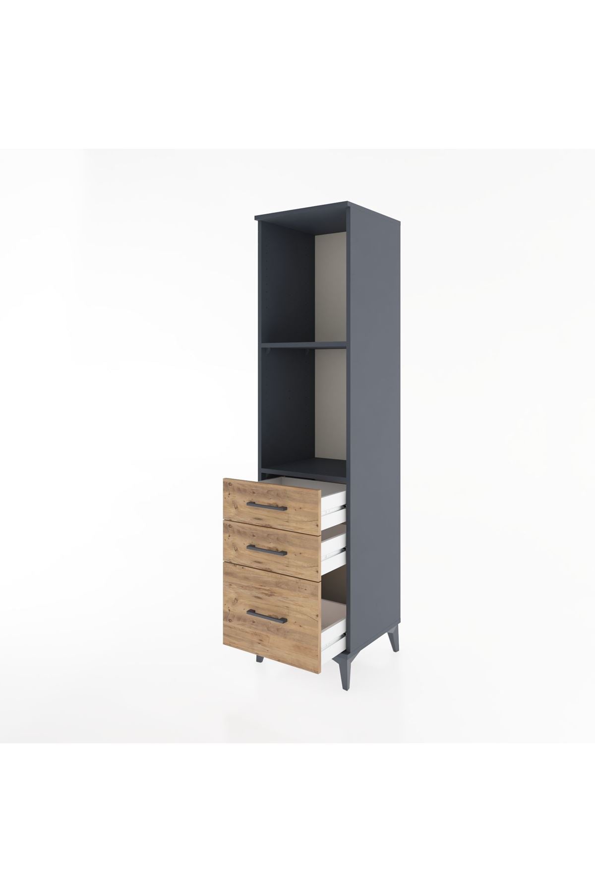 Hyperion Dolap 2 Raflı 3 Çekmeceli 44x44x182 Antrasit-Çam