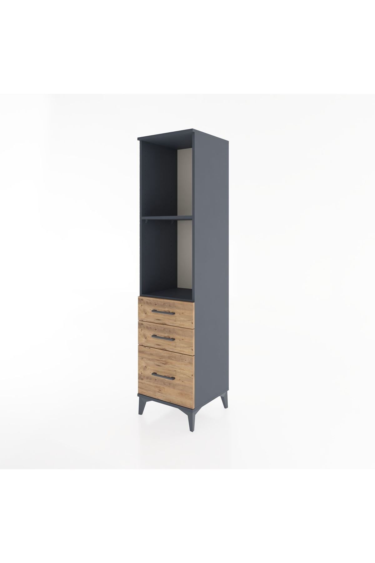 Hyperion Dolap 2 Raflı 3 Çekmeceli 44x44x182 Antrasit-Çam