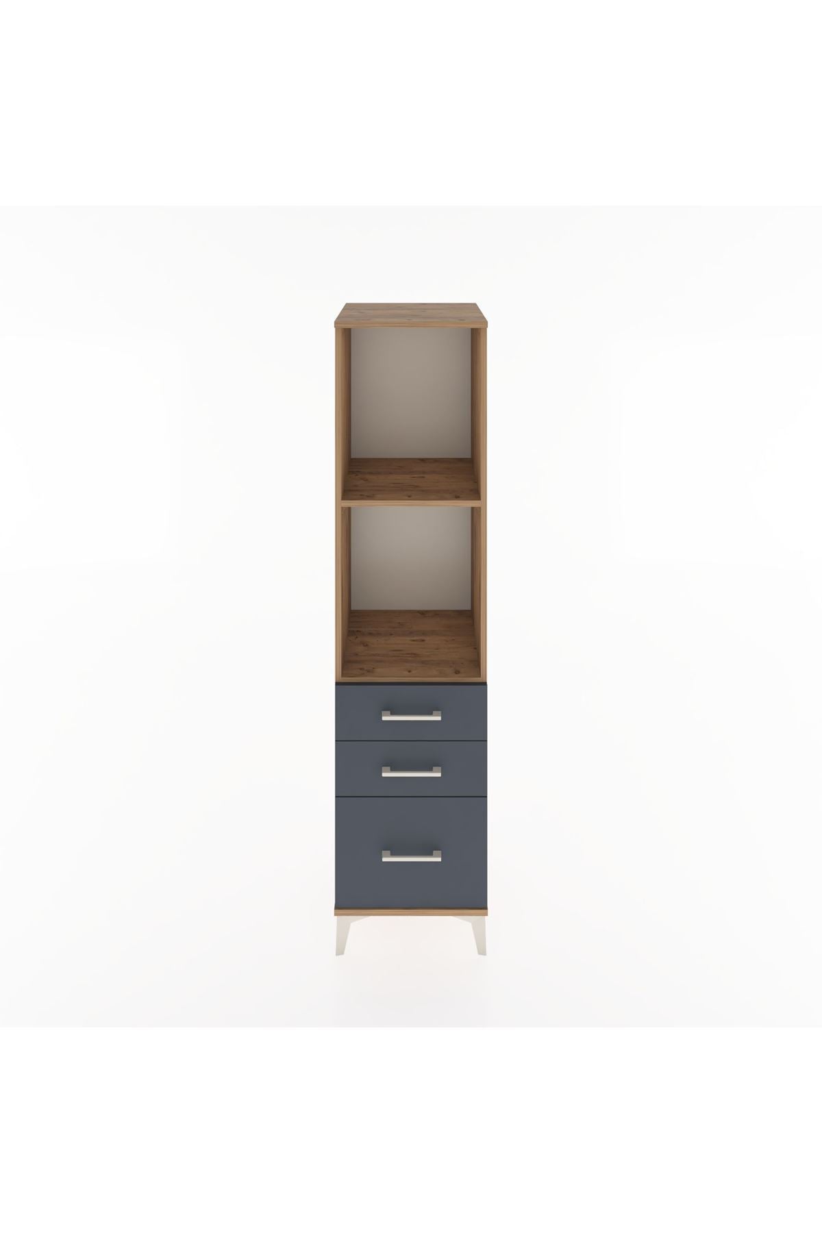 Hyperion Dolap 2 Raflı 3 Çekmeceli 44x44x182 Çam-Antrasit