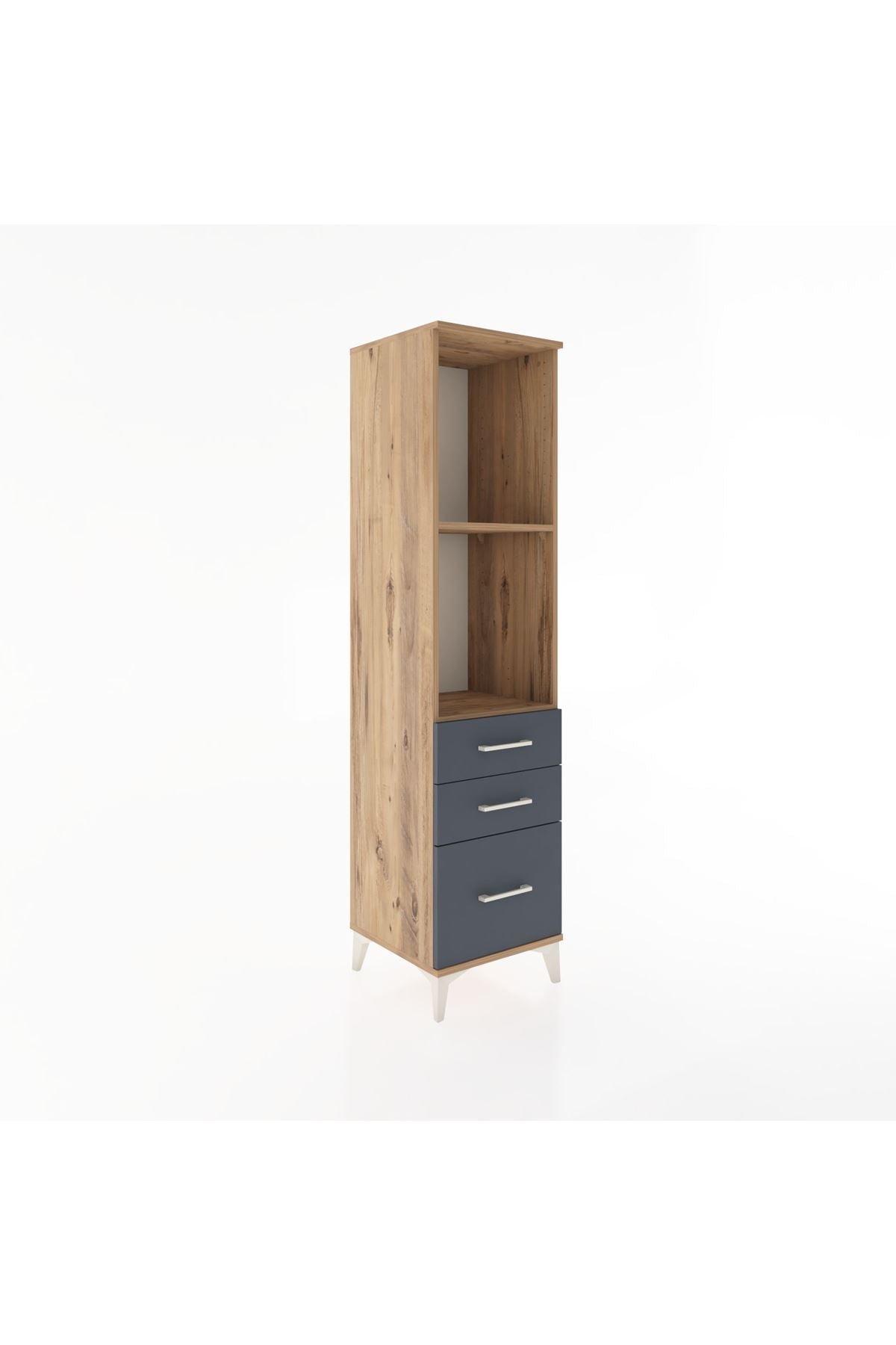 Hyperion Dolap 2 Raflı 3 Çekmeceli 44x44x182 Çam-Antrasit