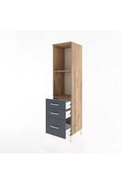 Hyperion Dolap 2 Raflı 3 Çekmeceli 44x44x182 Çam-Antrasit