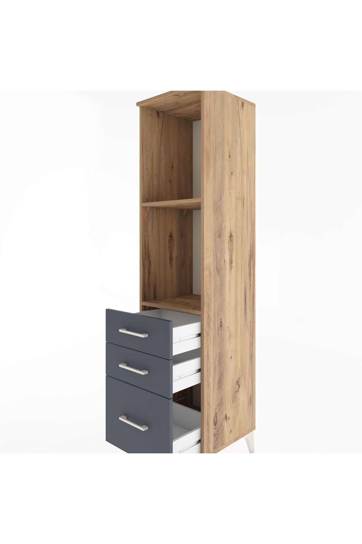 Hyperion Dolap 2 Raflı 3 Çekmeceli 44x44x182 Çam-Antrasit