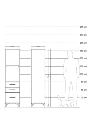 Hyperion Dolap 2 Raflı 3 Çekmeceli 44x44x182 Çam-Antrasit