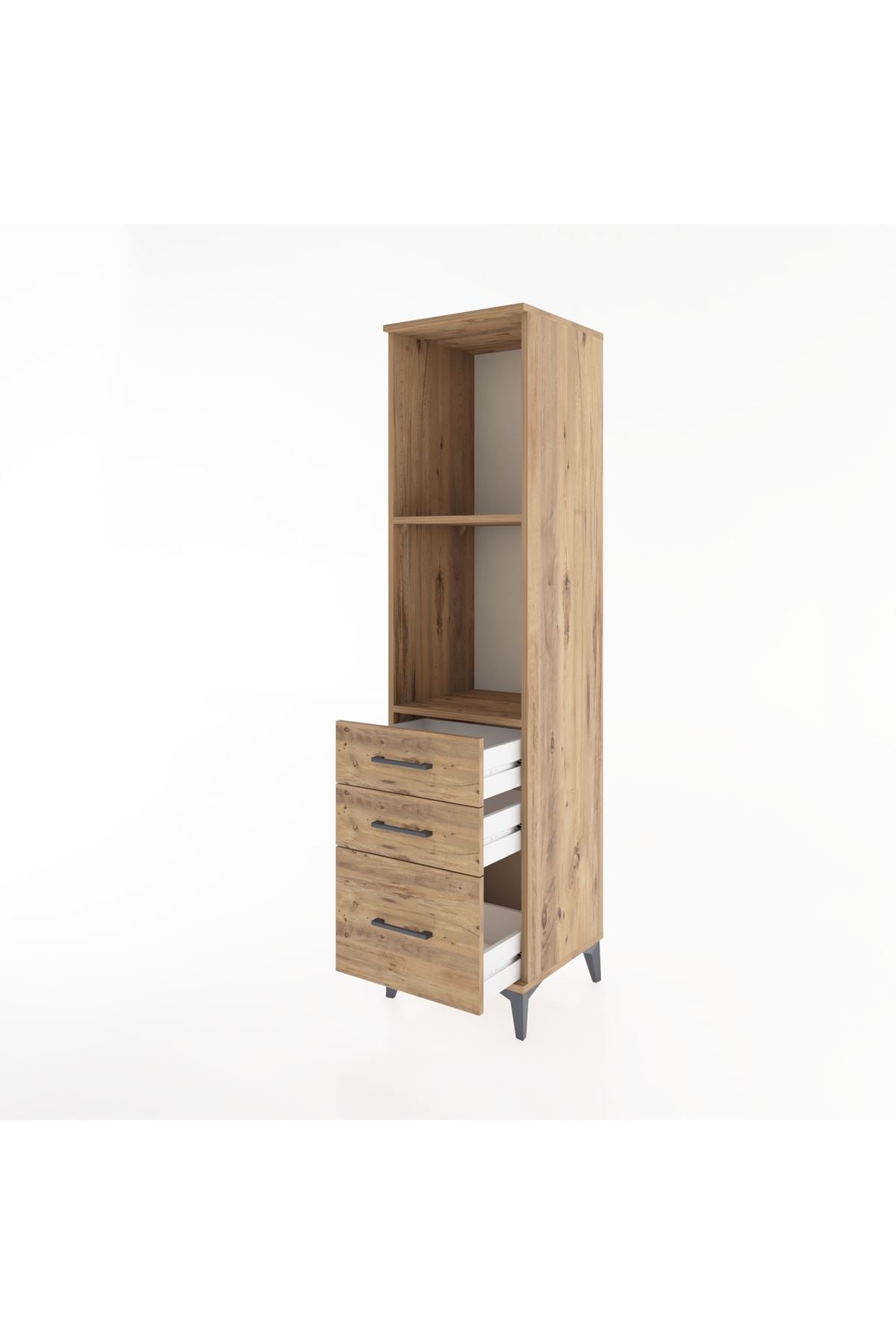 Hyperion Dolap 2 Raflı 3 Çekmeceli 44x44x182 Çam-Çam