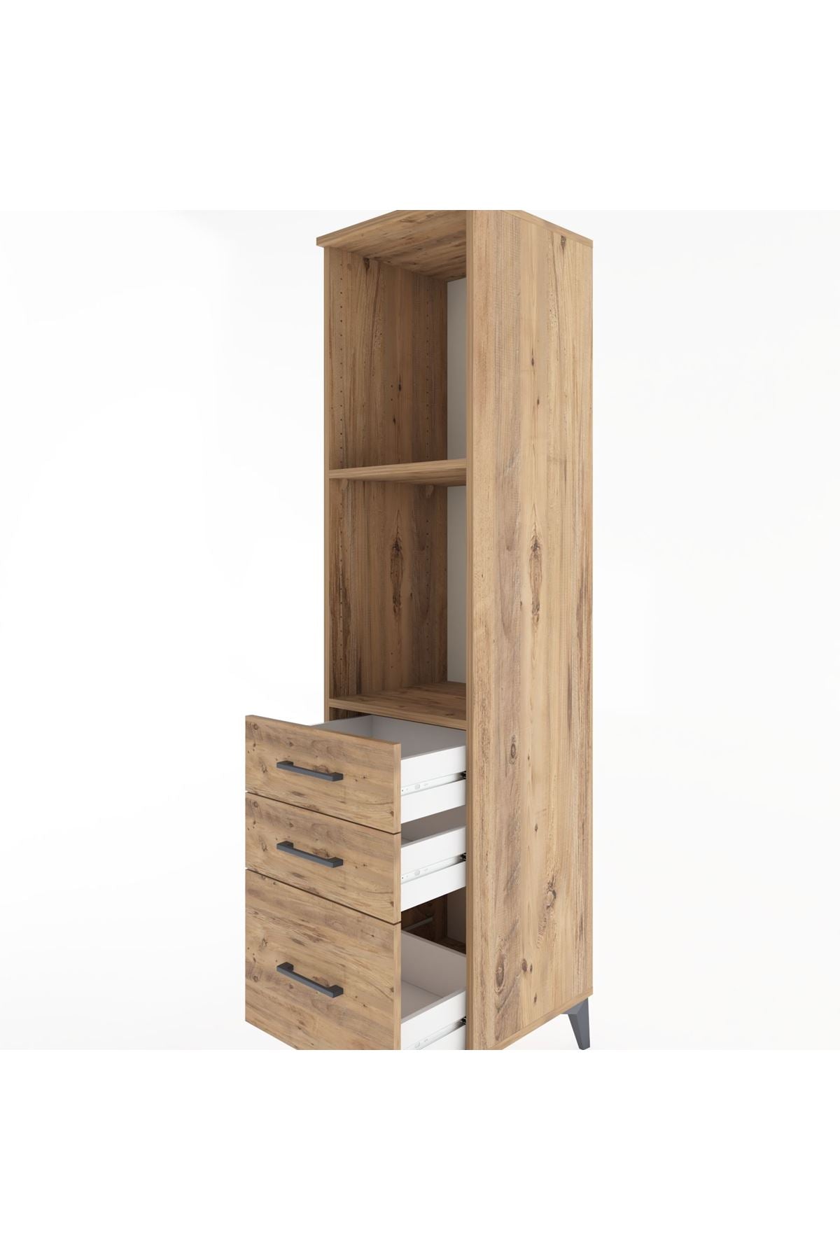 Hyperion Dolap 2 Raflı 3 Çekmeceli 44x44x182 Çam-Çam