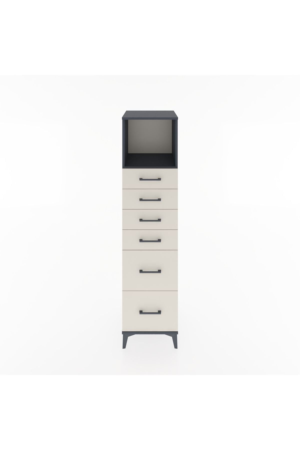 Hyperion Dolap Tek Raflı 6 Çekmeceli 44x44x182 Antrasit-Aytaşı