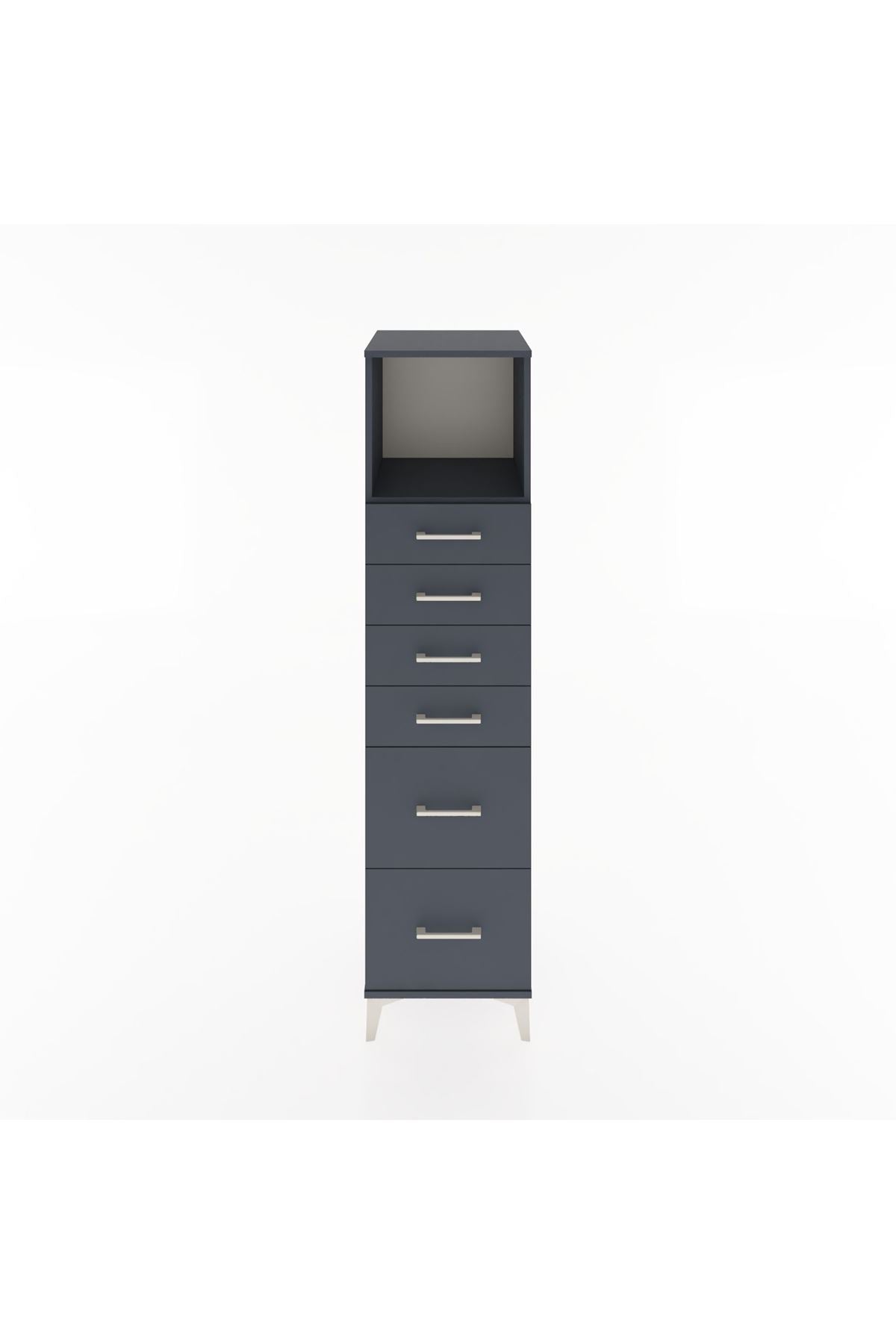 Hyperion Dolap Tek Raflı 6 Çekmeceli 44x44x182 Antrasit-Antrasit