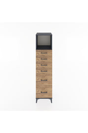 Hyperion Dolap Tek Raflı 6 Çekmeceli 44x44x182 Antrasit-Çam