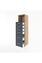 Hyperion Dolap Tek Raflı 6 Çekmeceli 44x44x182 Çam-Antrasit