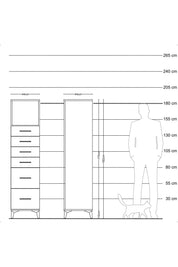 Hyperion Dolap Tek Raflı 6 Çekmeceli 44x44x182 Çam-Antrasit