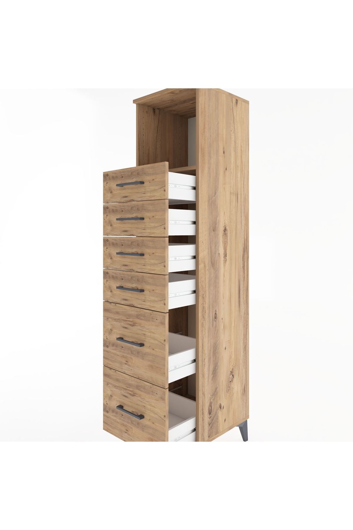 Hyperion Dolap Tek Raflı 6 Çekmeceli 44x44x182 Çam-Çam