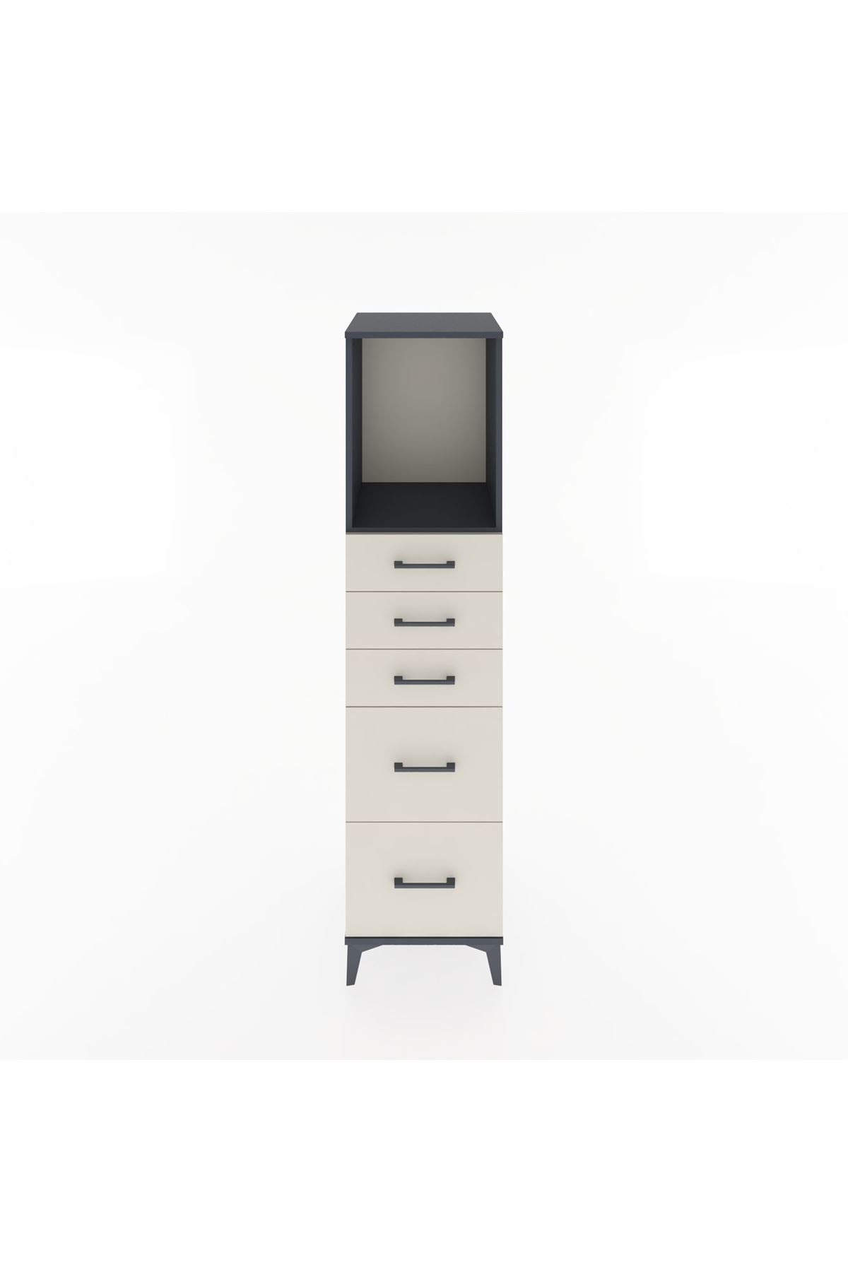 Hyperion Dolap Tek Raflı 5 Çekmeceli 44x44x182 Antrasit-Aytaşı