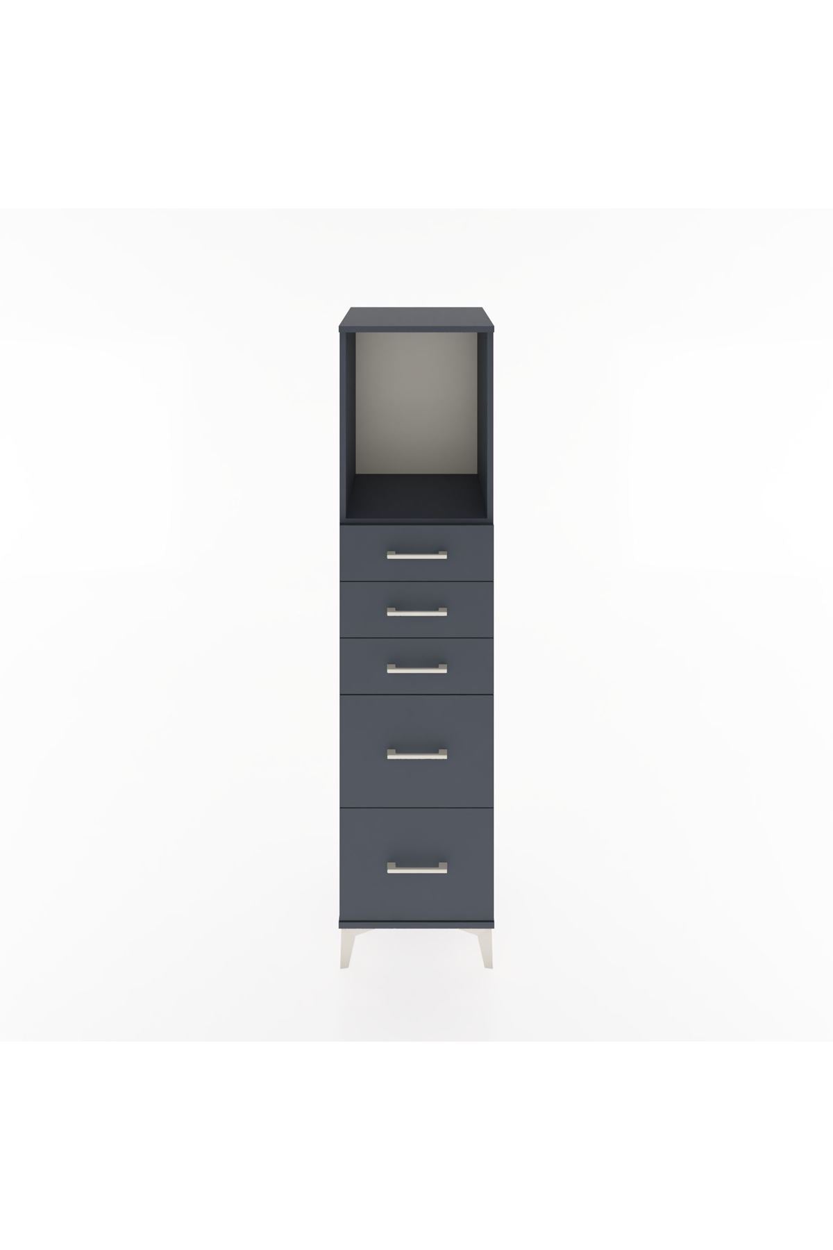 Hyperion Dolap Tek Raflı 5 Çekmeceli 44x44x182 Antrasit-Antrasit