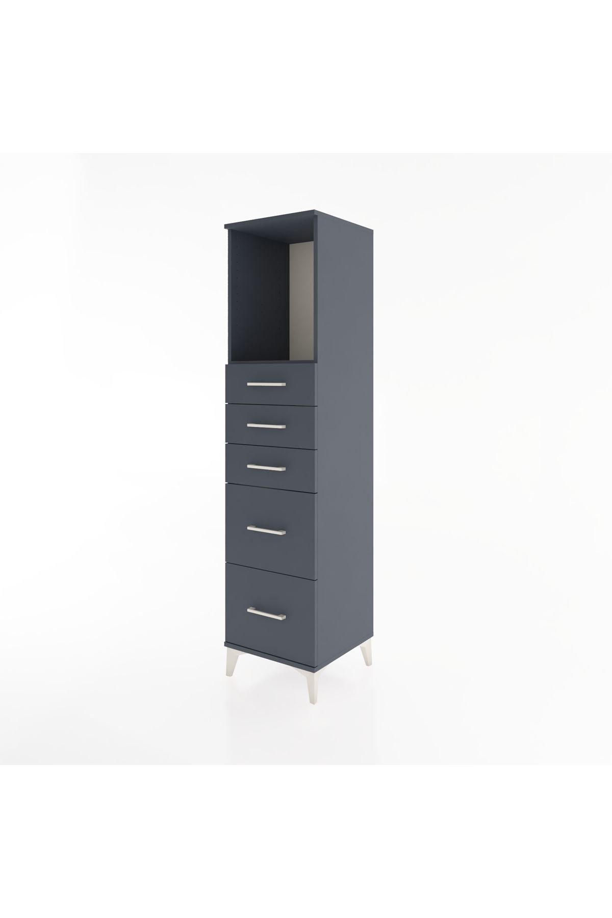 Hyperion Dolap Tek Raflı 5 Çekmeceli 44x44x182 Antrasit-Antrasit