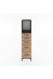 Hyperion Dolap Tek Raflı 5 Çekmeceli 44x44x182 Antrasit-Çam
