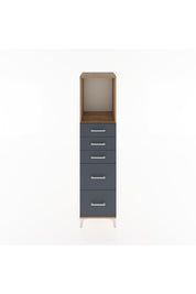 Hyperion Dolap Tek Raflı 5 Çekmeceli 44x44x182 Çam-Antrasit