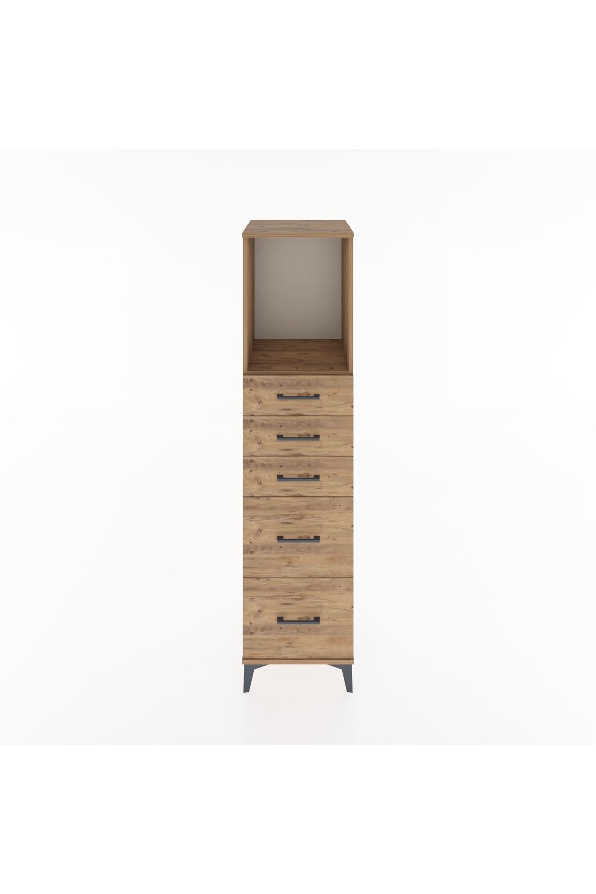 Hyperion Dolap Tek Raflı 5 Çekmeceli 44x44x182 Çam-Çam