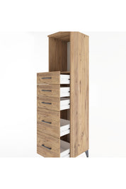 Hyperion Dolap Tek Raflı 5 Çekmeceli 44x44x182 Çam-Çam
