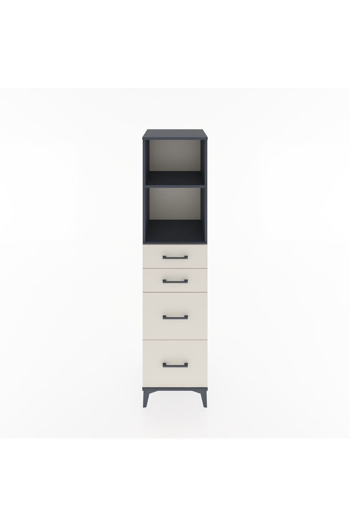 Hyperion Dolap 2 Raflı 4 Çekmeceli 44x44x182 Antrasit-Aytaşı