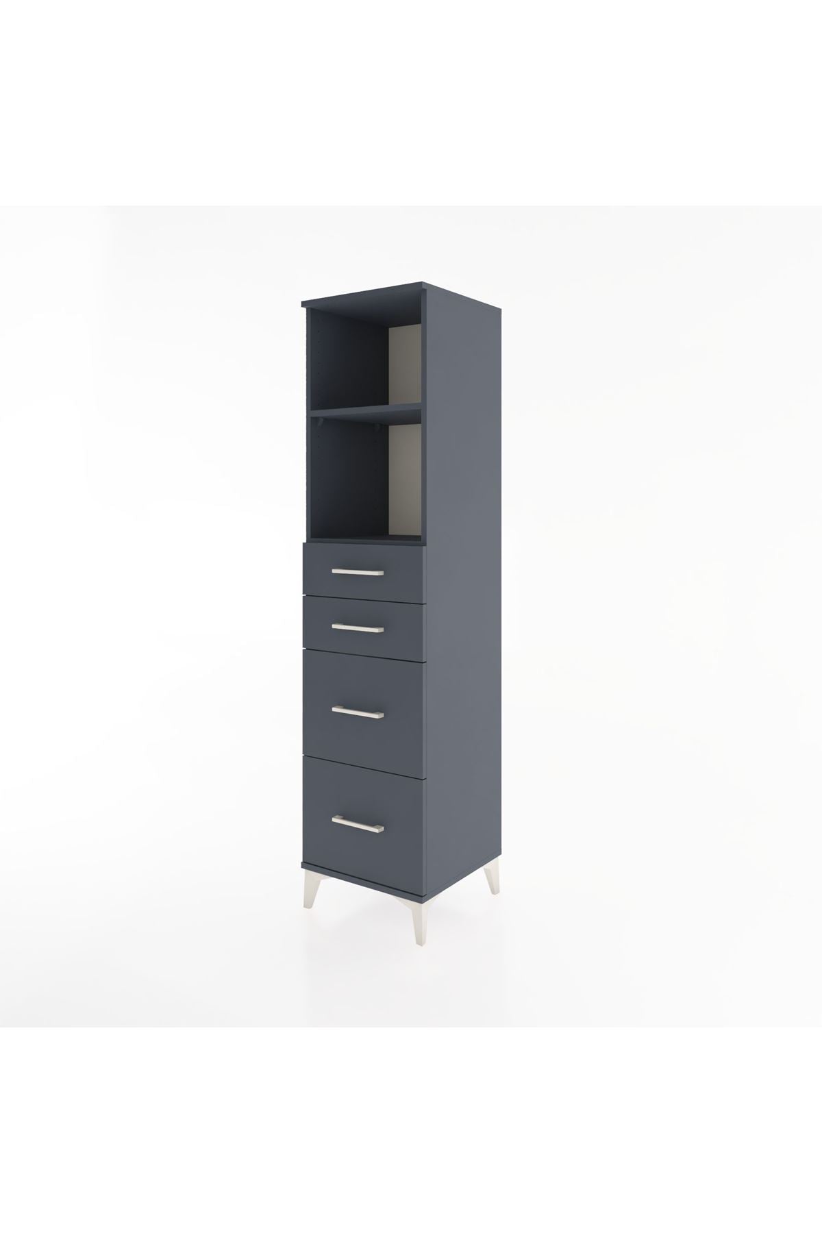 Hyperion Dolap 2 Raflı 4 Çekmeceli 44x44x182 Antrasit-Antrasit