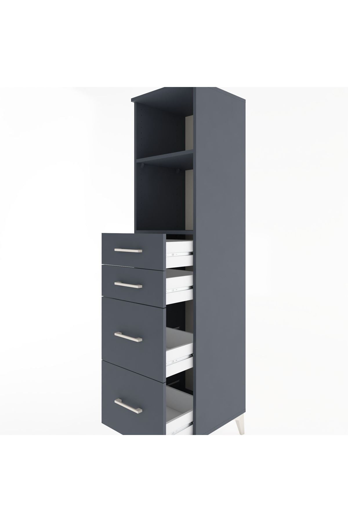 Hyperion Dolap 2 Raflı 4 Çekmeceli 44x44x182 Antrasit-Antrasit