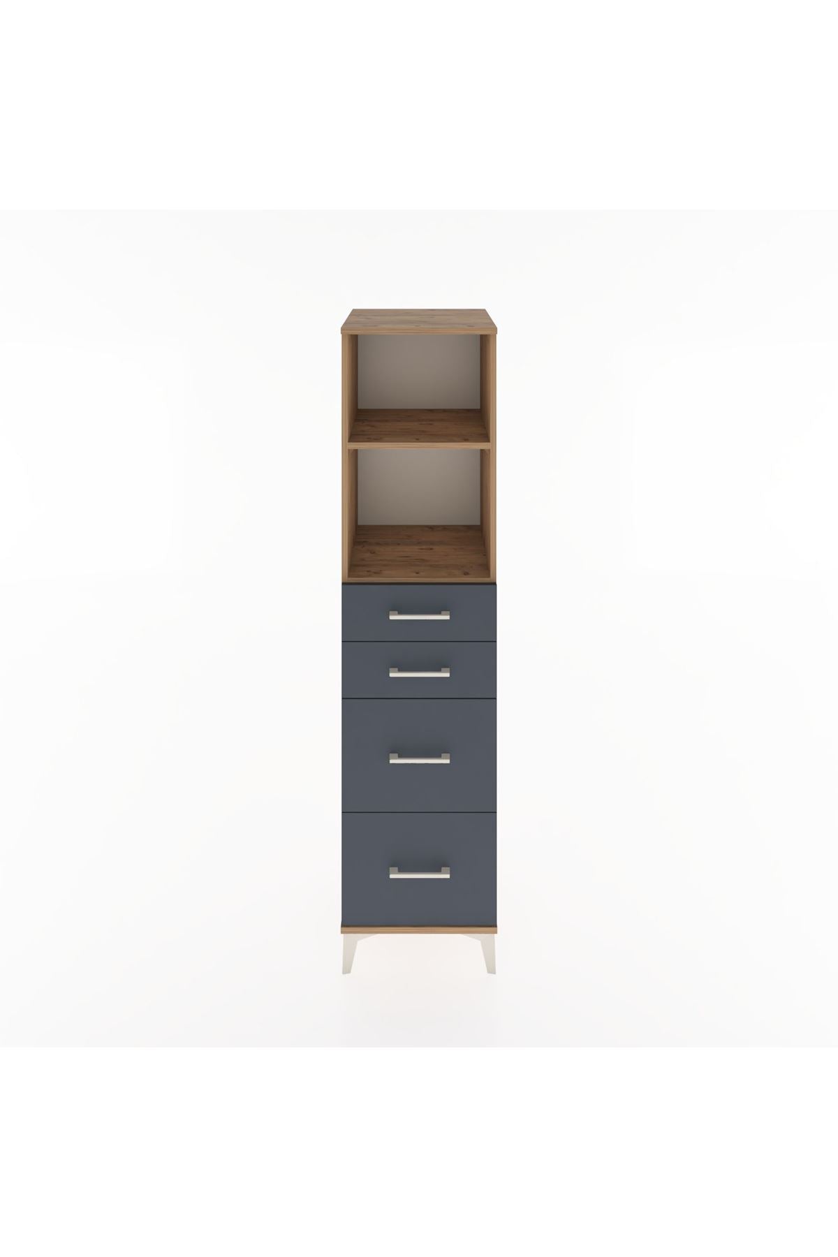 Hyperion Dolap 2 Raflı 4 Çekmeceli 44x44x182 Çam-Antrasit