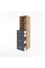 Hyperion Dolap 2 Raflı 4 Çekmeceli 44x44x182 Çam-Antrasit