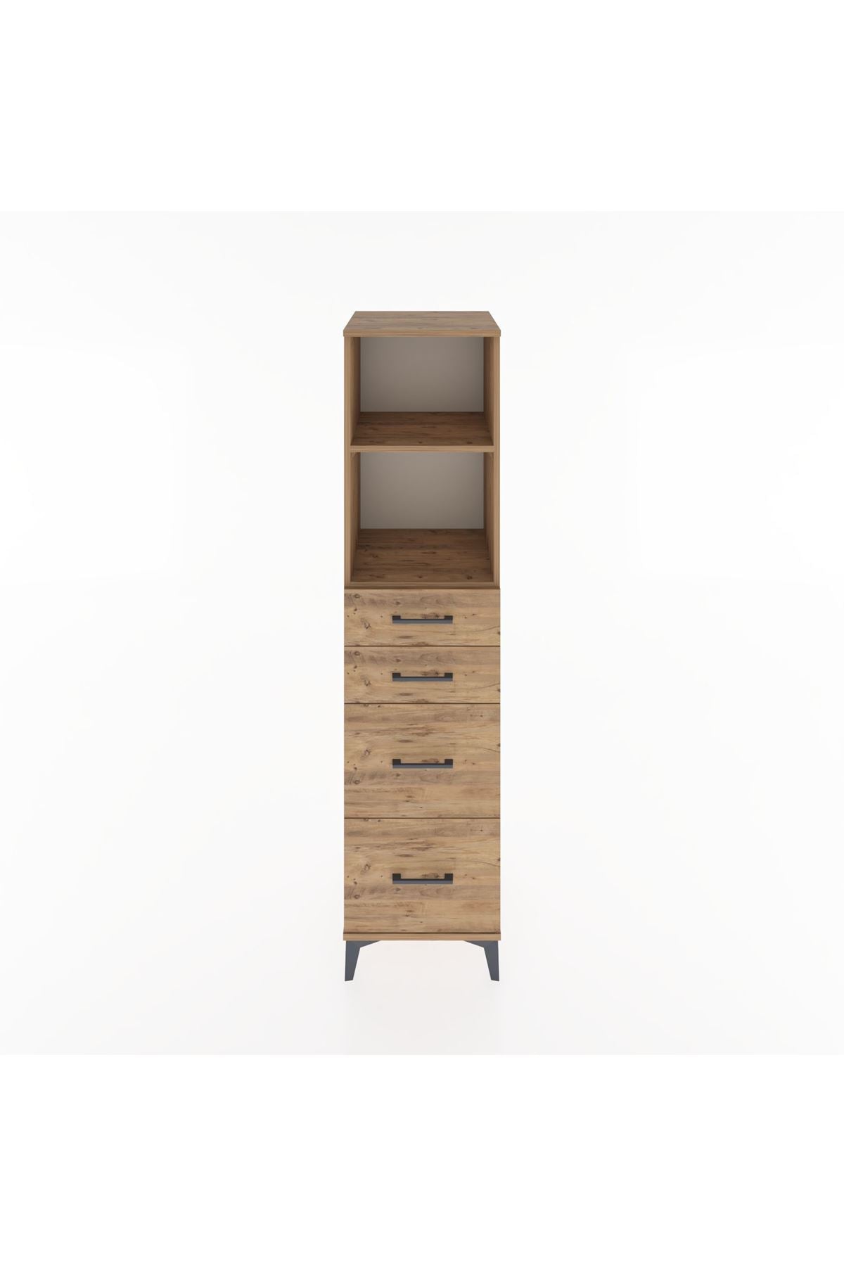 Hyperion Dolap 2 Raflı 4 Çekmeceli 44x44x182 Çam-Çam