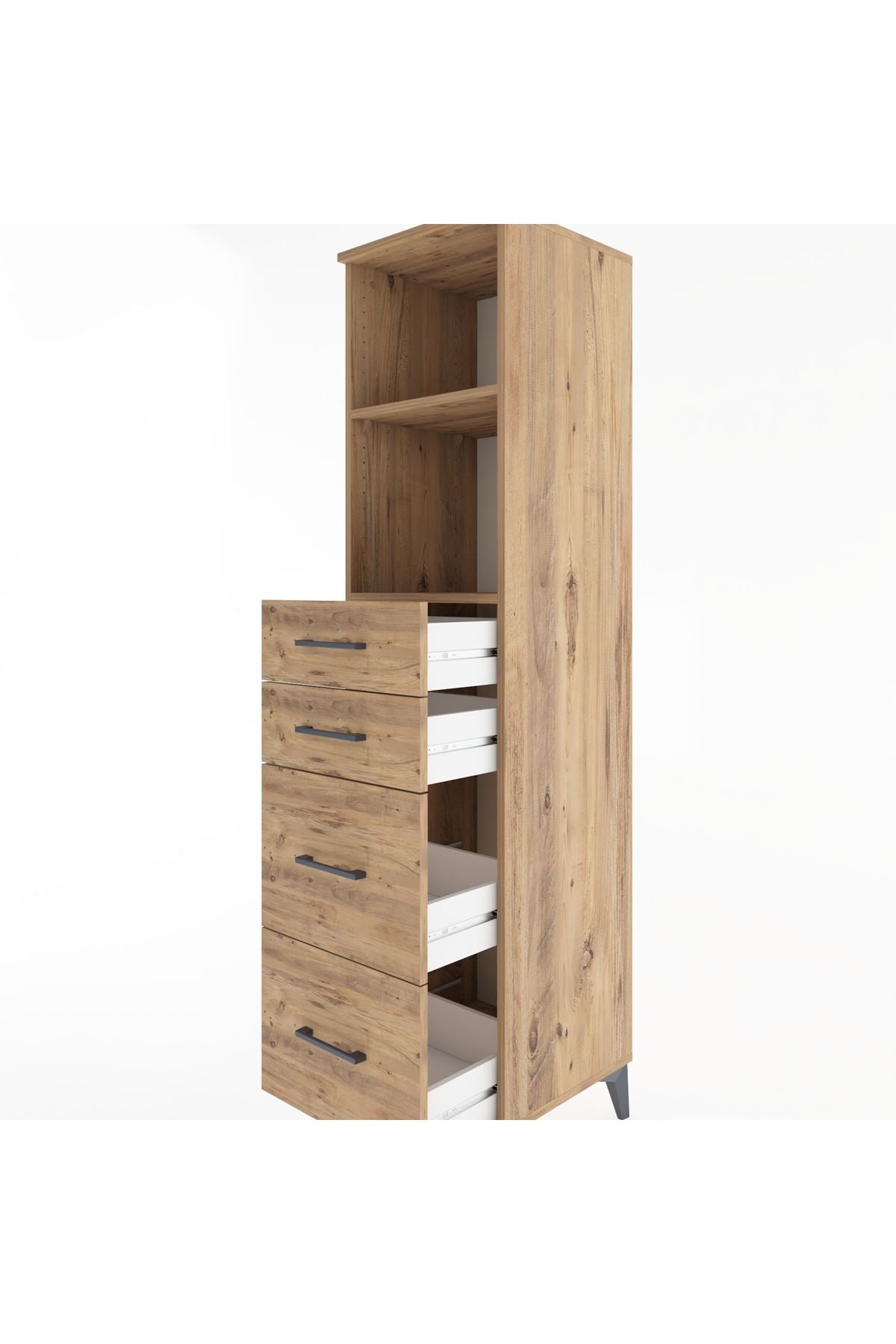 Hyperion Dolap 2 Raflı 4 Çekmeceli 44x44x182 Çam-Çam