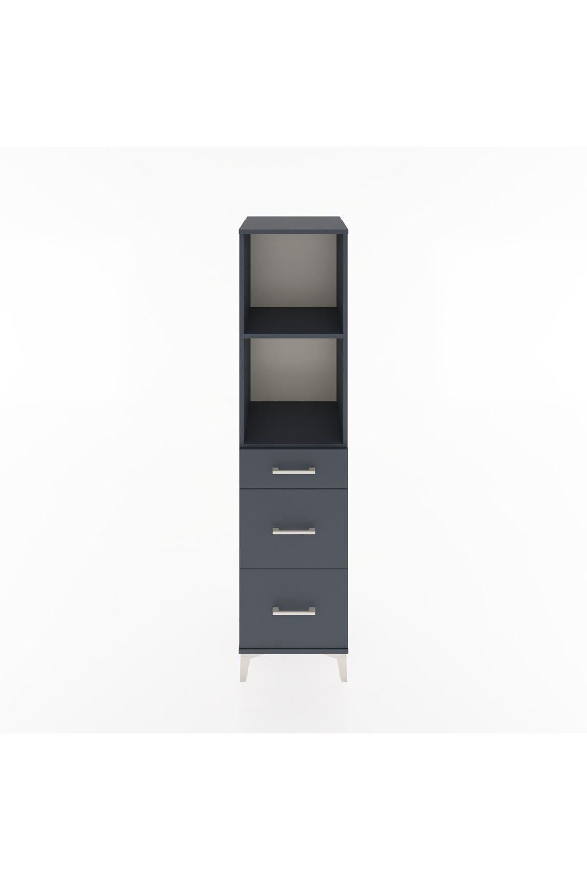 Hyperion Dolap 2 Raflı 3 Çekmeceli 44x44x182 Antrasit-Antrasit