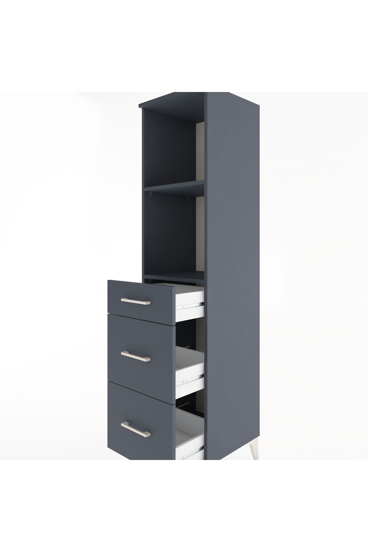 Hyperion Dolap 2 Raflı 3 Çekmeceli 44x44x182 Antrasit-Antrasit