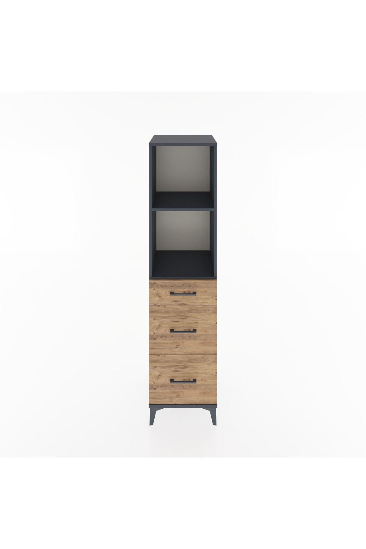 Hyperion Dolap 2 Raflı 3 Çekmeceli 44x44x182 Antrasit-Çam