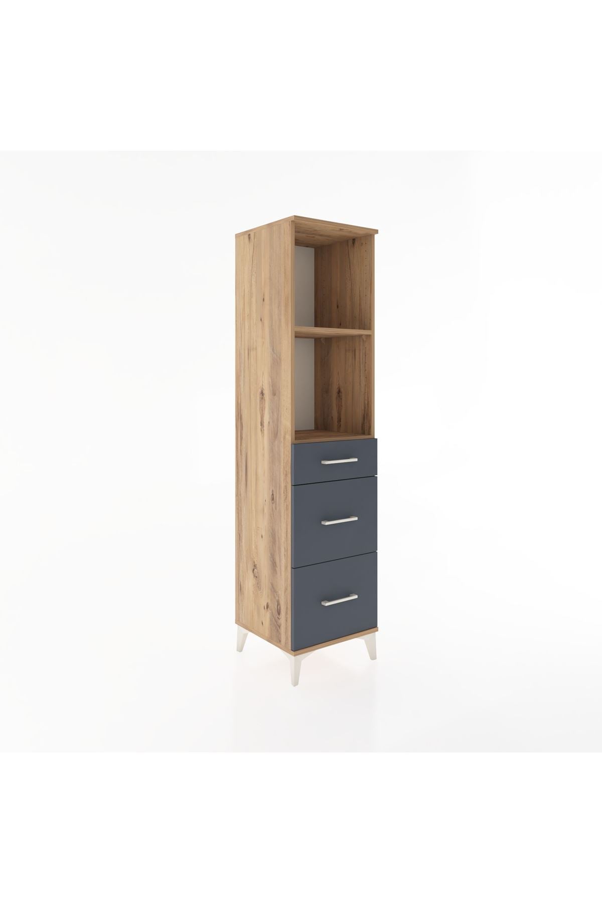 Hyperion Dolap 2 Raflı 3 Çekmeceli 44x44x182 Çam-Antrasit