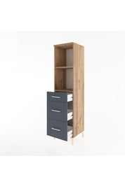 Hyperion Dolap 2 Raflı 3 Çekmeceli 44x44x182 Çam-Antrasit