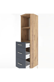 Hyperion Dolap 2 Raflı 3 Çekmeceli 44x44x182 Çam-Antrasit