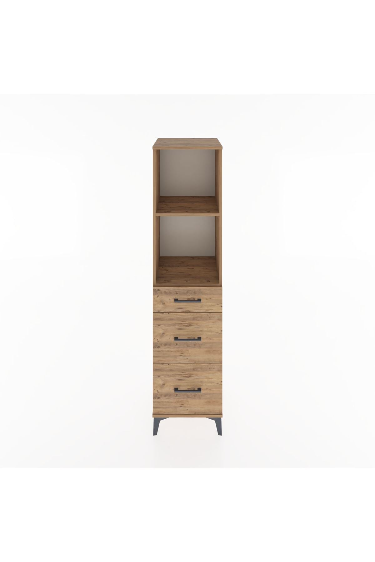 Hyperion Dolap 2 Raflı 3 Çekmeceli 44x44x182 Çam-Çam