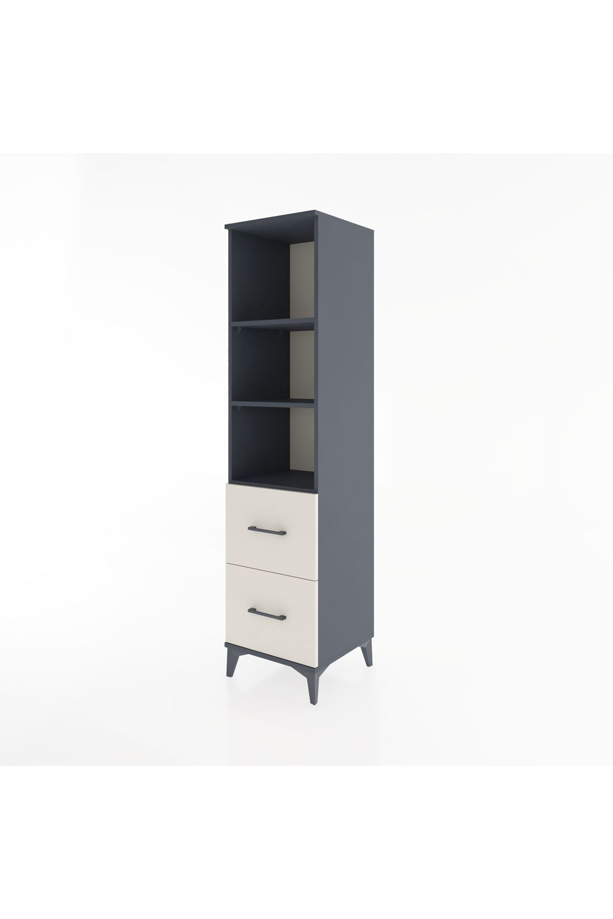 Hyperion Dolap 3 Raflı 2 Çekmeceli 44x44x182 Antrasit-Aytaşı