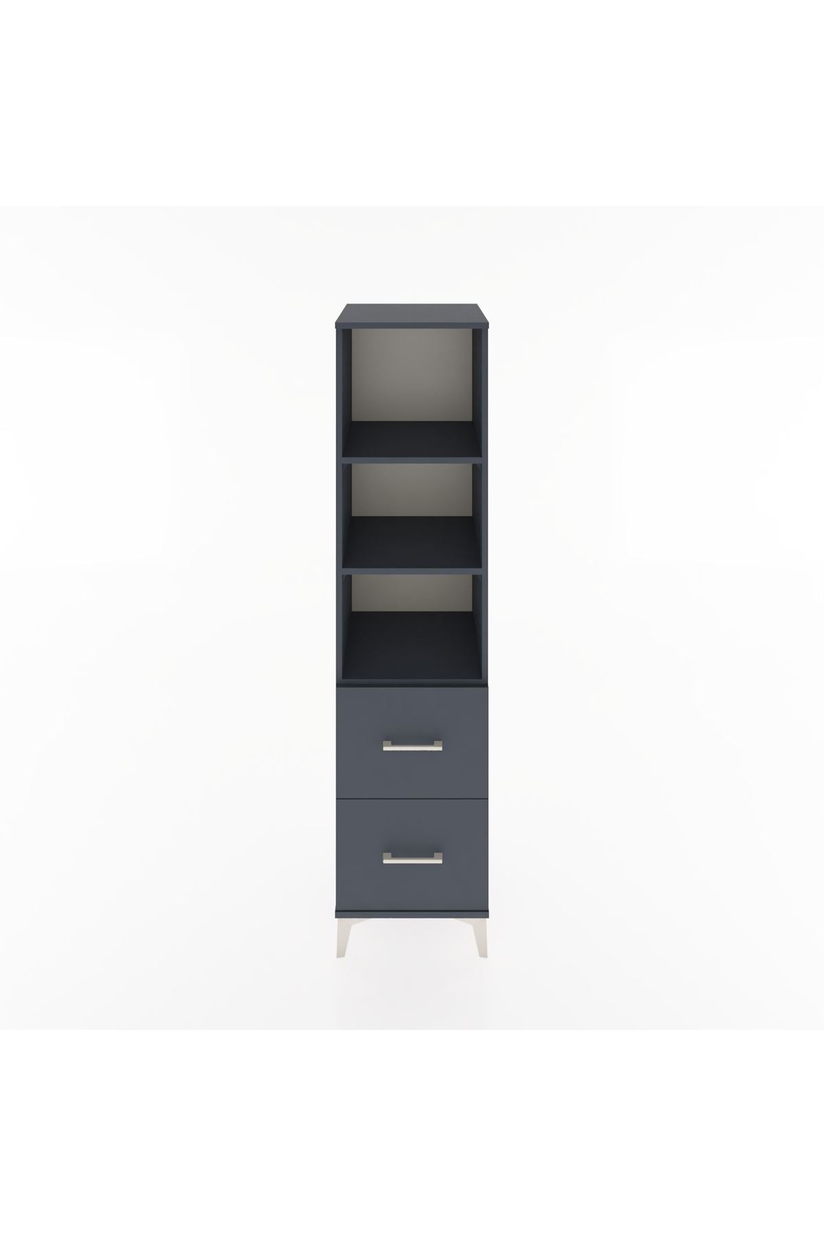 Hyperion Dolap 3 Raflı 2 Çekmeceli 44x44x182 Antrasit-Antrasit