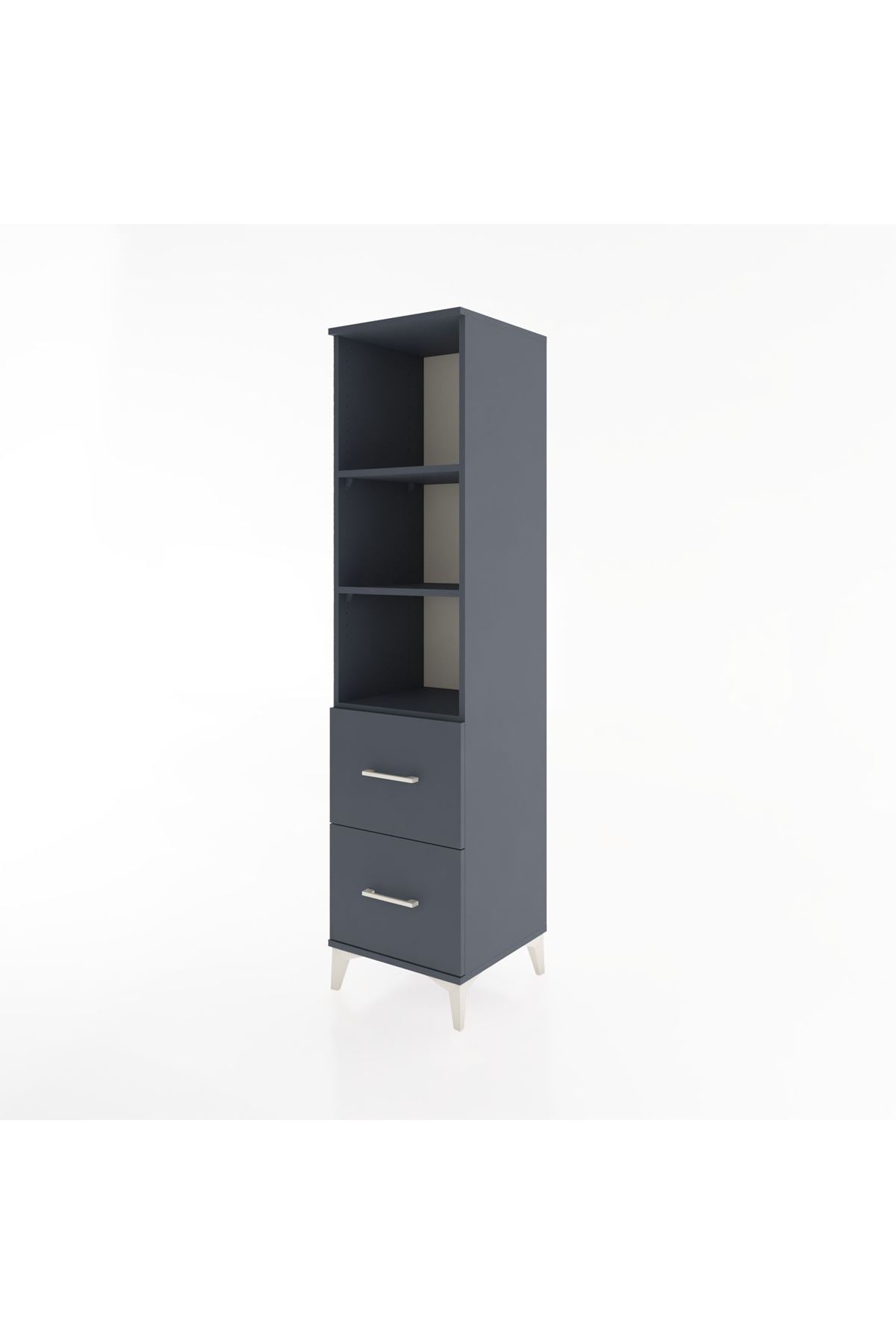 Hyperion Dolap 3 Raflı 2 Çekmeceli 44x44x182 Antrasit-Antrasit