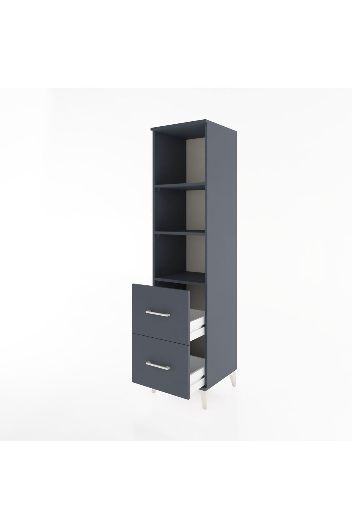 Hyperion Dolap 3 Raflı 2 Çekmeceli 44x44x182 Antrasit-Antrasit