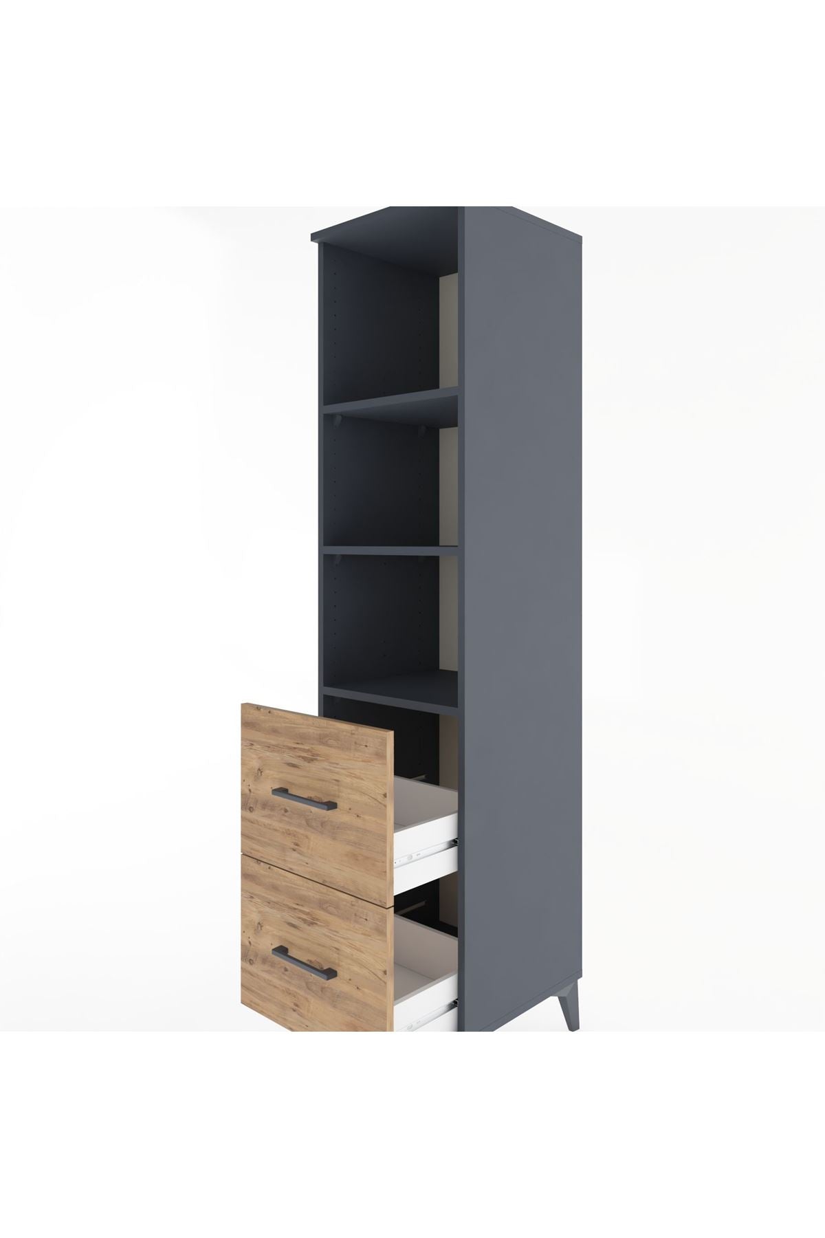 Hyperion Dolap 3 Raflı 2 Çekmeceli 44x44x182 Antrasit-Çam