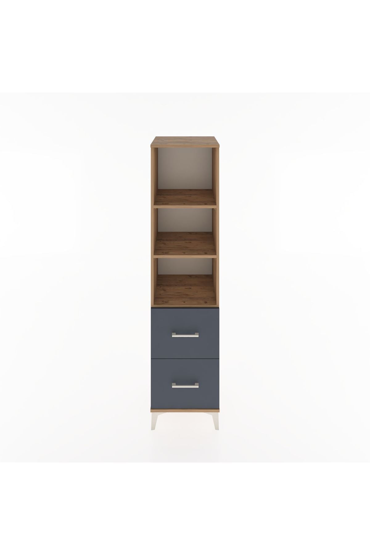 Hyperion Dolap 3 Raflı 2 Çekmeceli 44x44x182 Çam-Antrasit