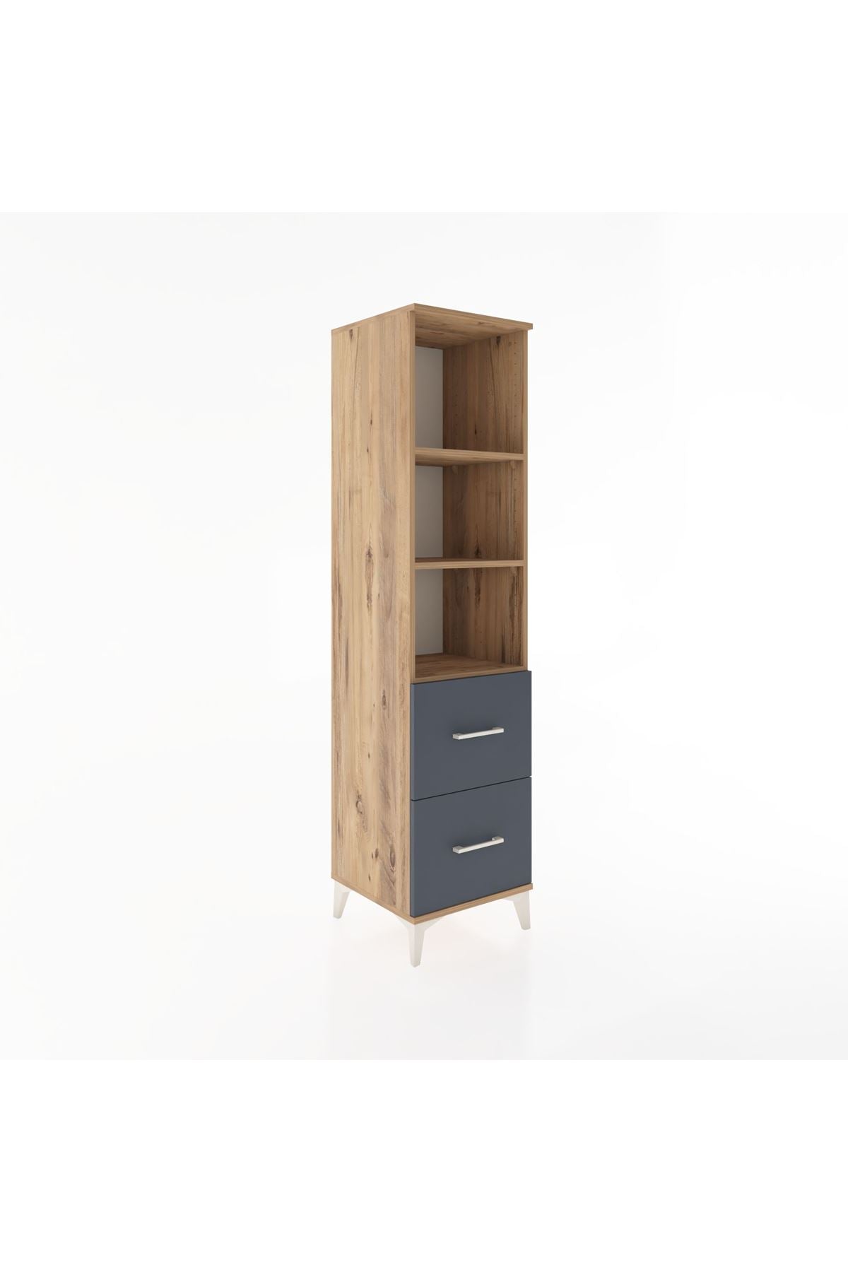 Hyperion Dolap 3 Raflı 2 Çekmeceli 44x44x182 Çam-Antrasit