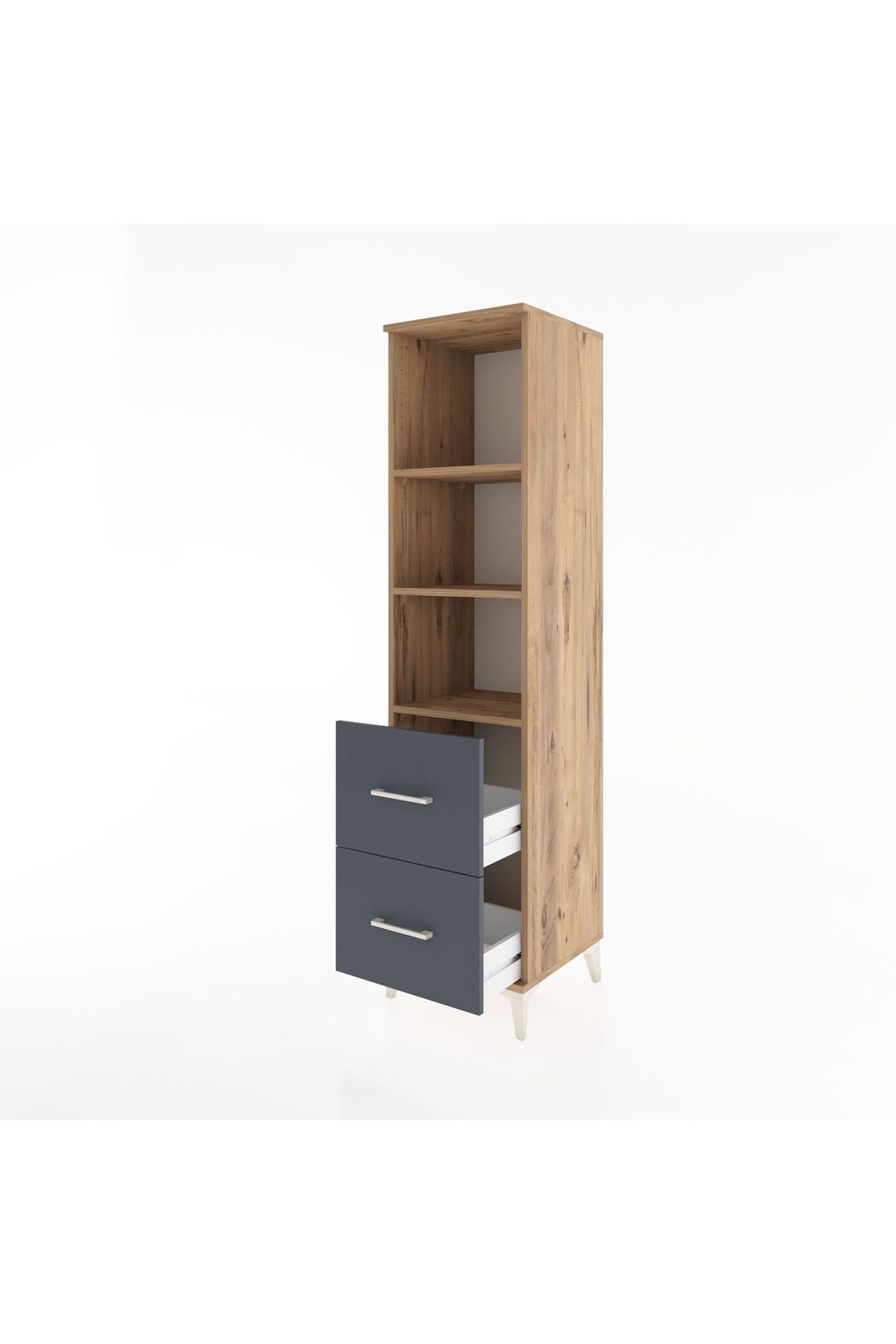 Hyperion Dolap 3 Raflı 2 Çekmeceli 44x44x182 Çam-Antrasit