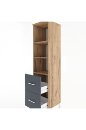 Hyperion Dolap 3 Raflı 2 Çekmeceli 44x44x182 Çam-Antrasit