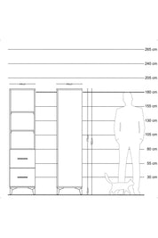 Hyperion Dolap 3 Raflı 2 Çekmeceli 44x44x182 Çam-Antrasit